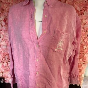 Tommy Hilfiger Size 8 Pink Vintage Button Up Blouse